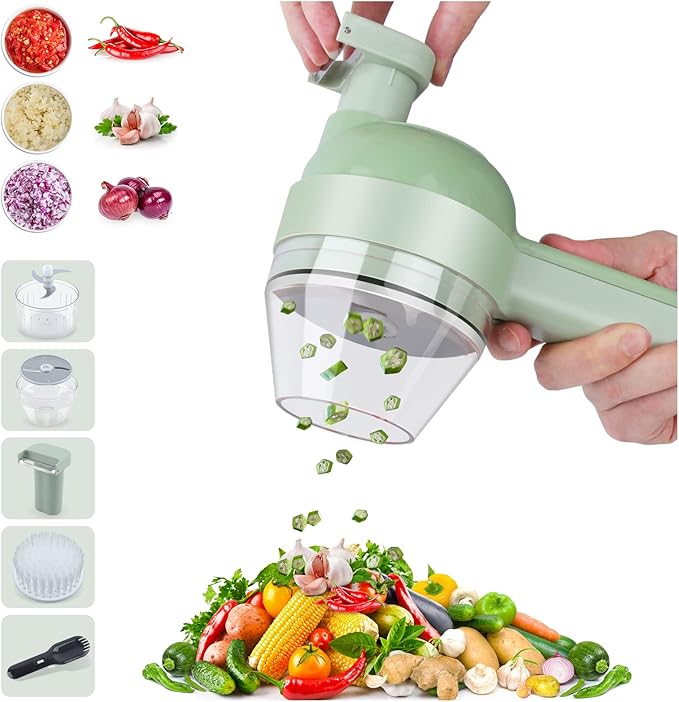 Mini Procesador Eléctrico 4 En 1 - Cortador Y Picador Inalámbrico Para Verduras